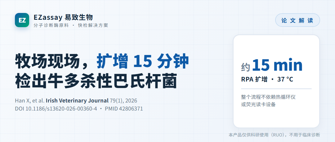 牧场现场,扩增 15 分钟检出牛多杀性巴氏杆菌——论文解读封面图